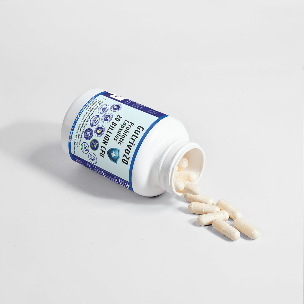 Nitrolithic Labs | Gutriva20 Probiotic | 20 Billion CFU | 30 Caps | Digestive & Immune Support