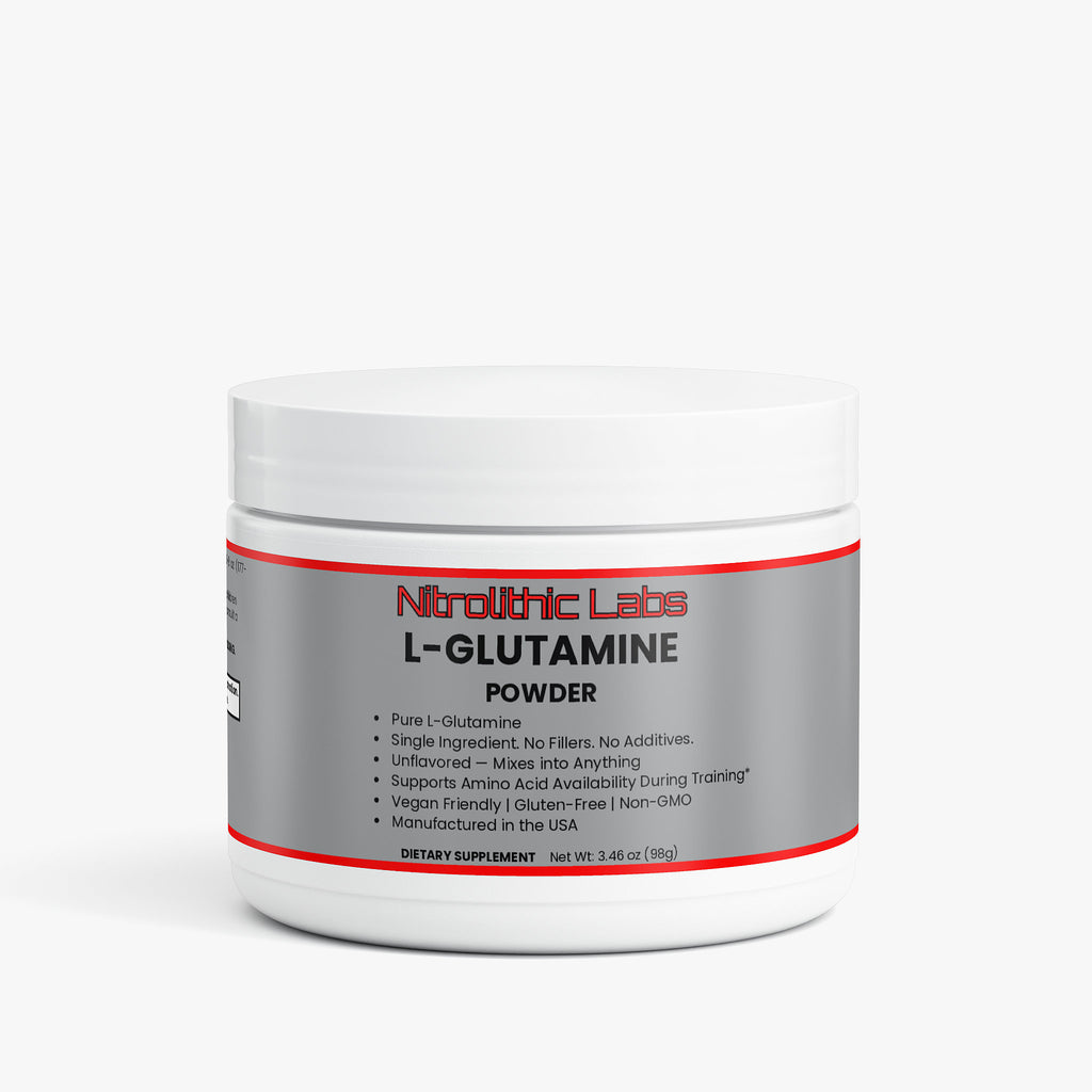 Nitrolithic Labs L-Glutamine Powder unflavored amino acid supplement, 30 servings