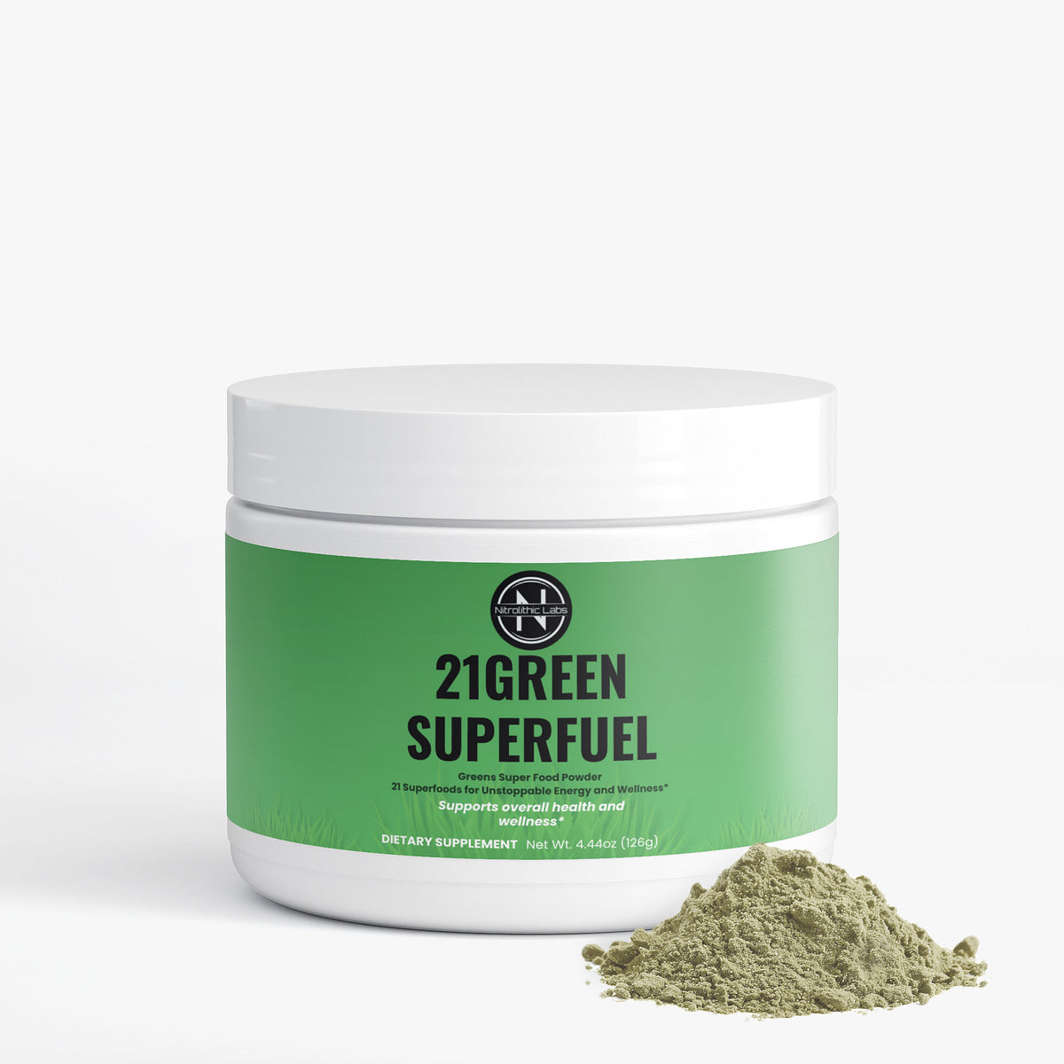 21GREEN SuperFuel - Greens Super Food Powder product package with product serving