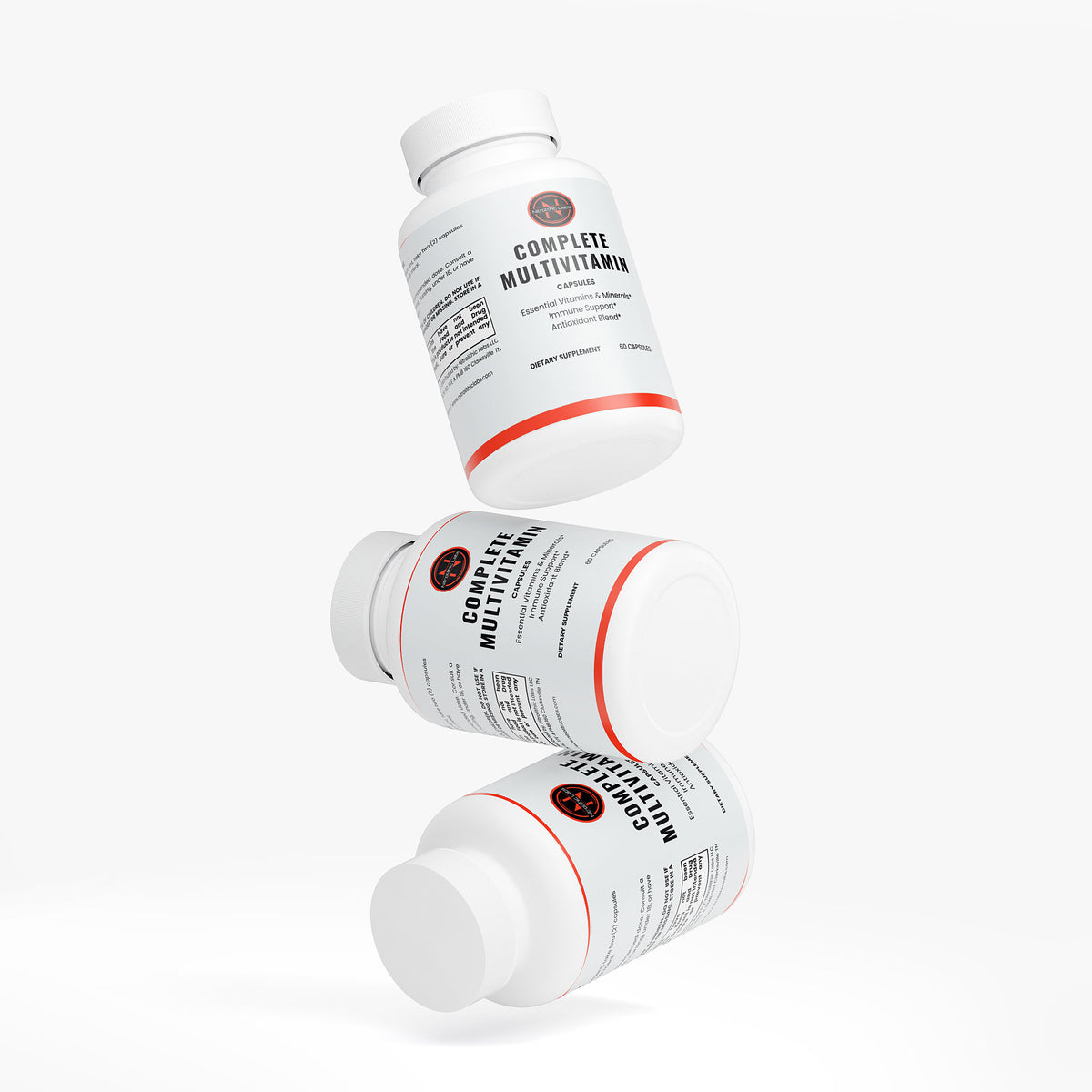 Complete Daily Multivitamin product package arrangement on white background