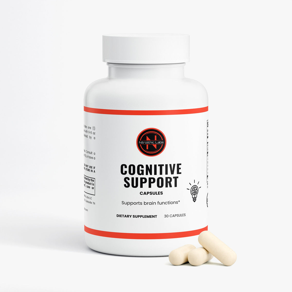 Cognitive Support Capsules product package with product serving