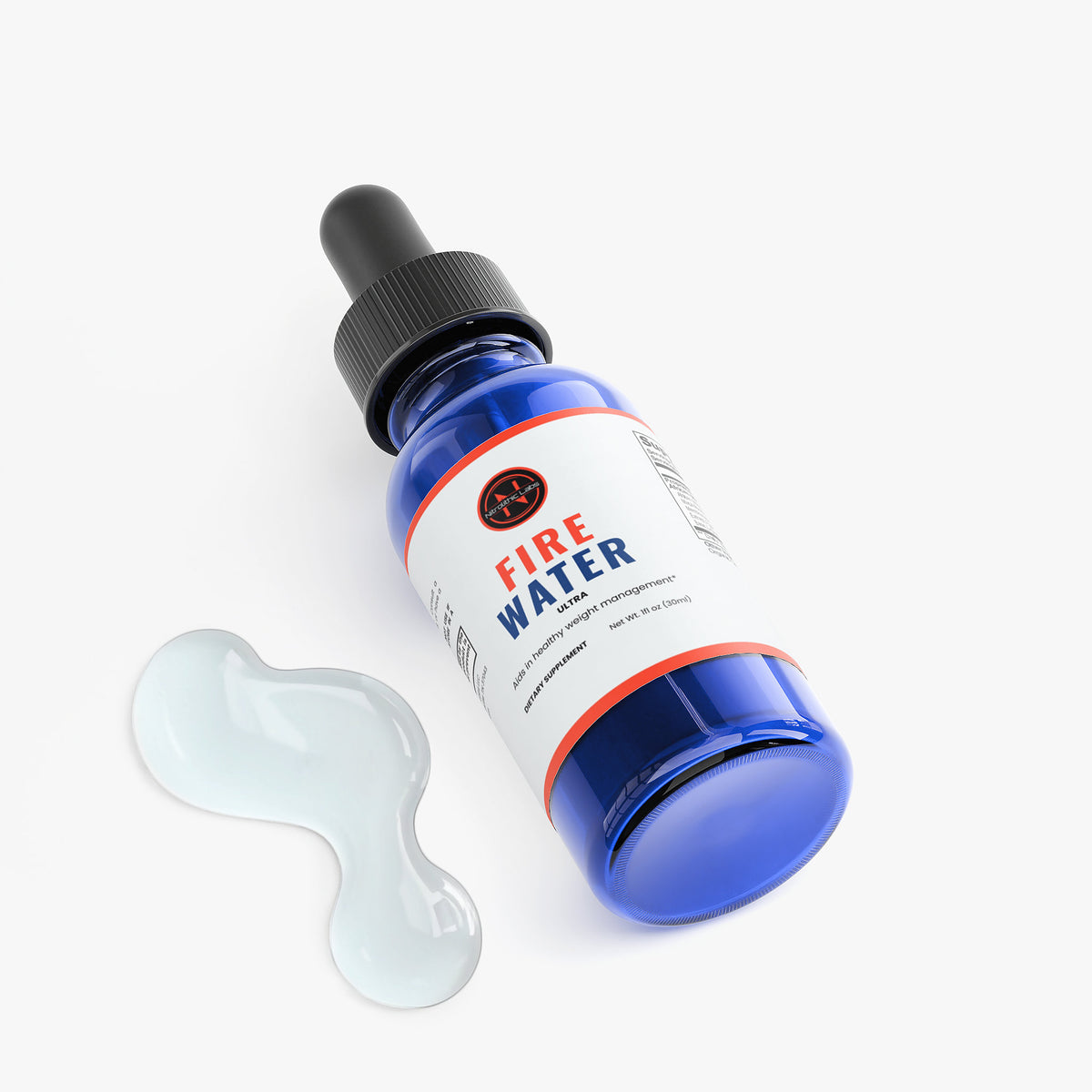 FIRE WATER Diet Drops 1 oz product package with product serving