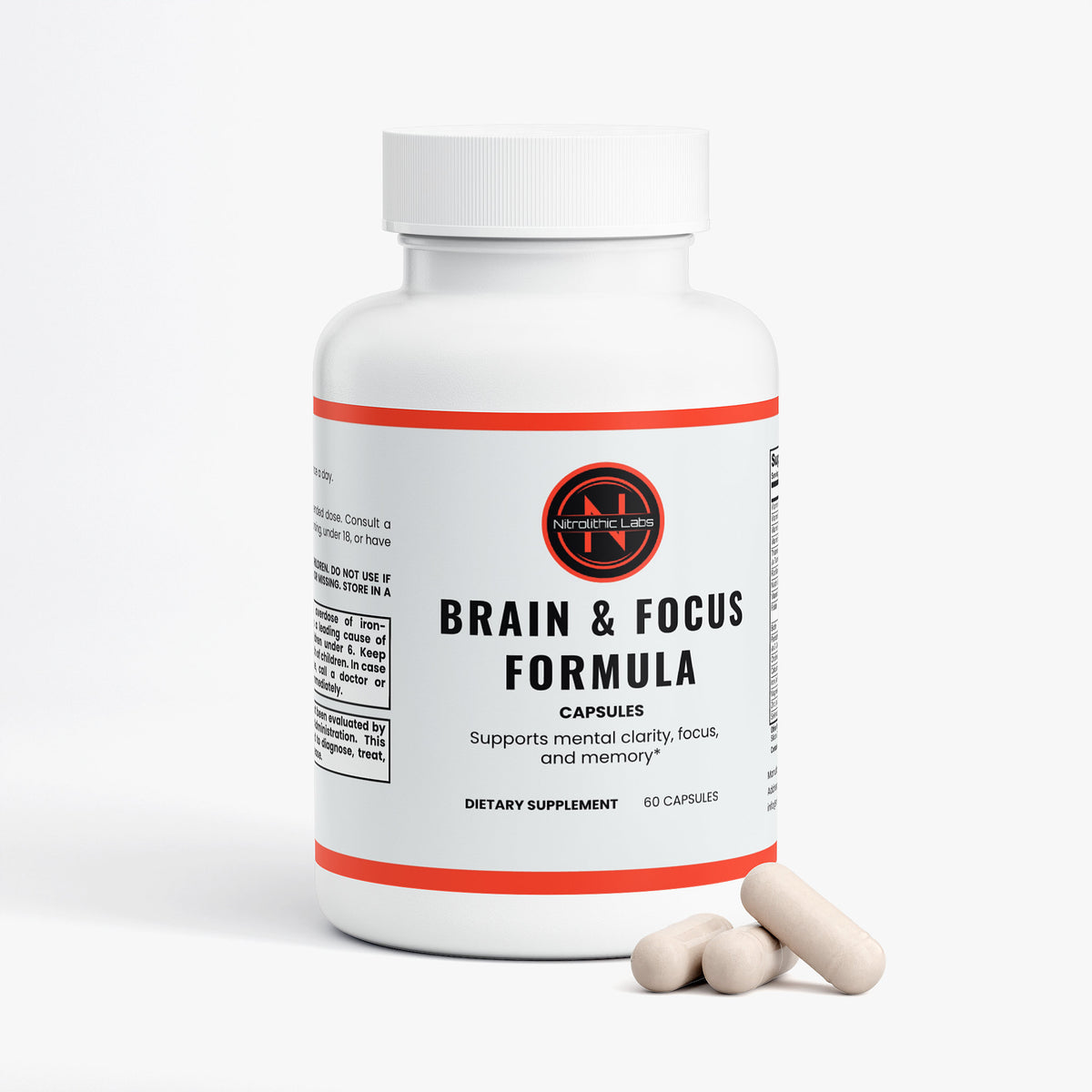 Brain & Focus Formula product package with product serving