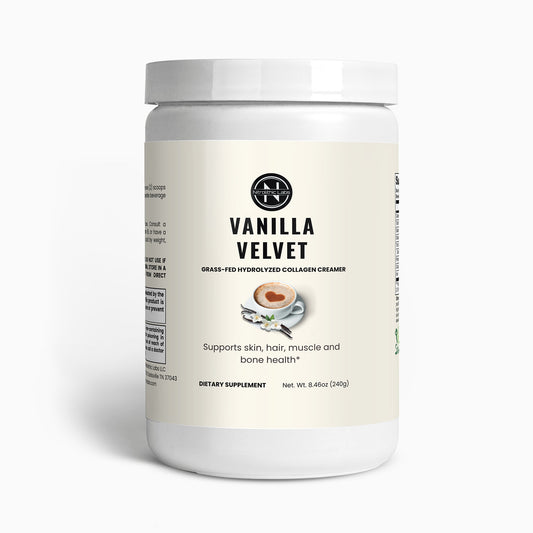 Vanilla Velvet Grass-fed Hydrolyzed Collagen Creamer product package front label