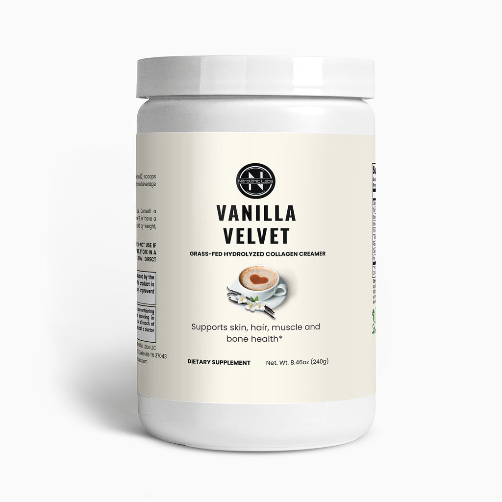 Vanilla Velvet Grass-fed Hydrolyzed Collagen Creamer product package front label
