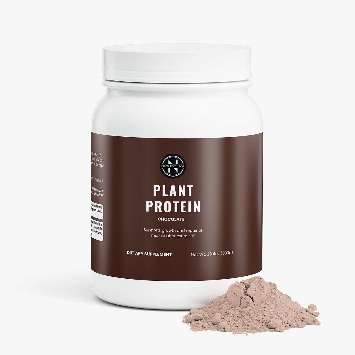 Vegan Plant Protein (Chocolate) product package with product serving