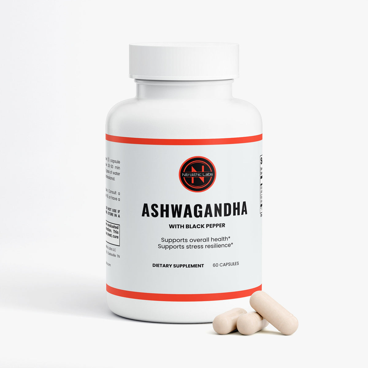 Ashwagandha with Black Pepper product package with product serving