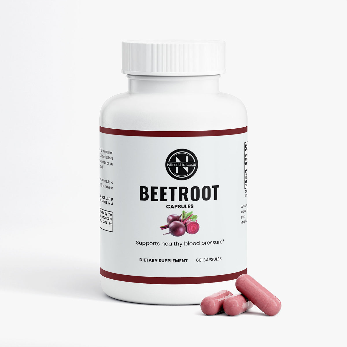 Beet Root Capsules product package with product serving