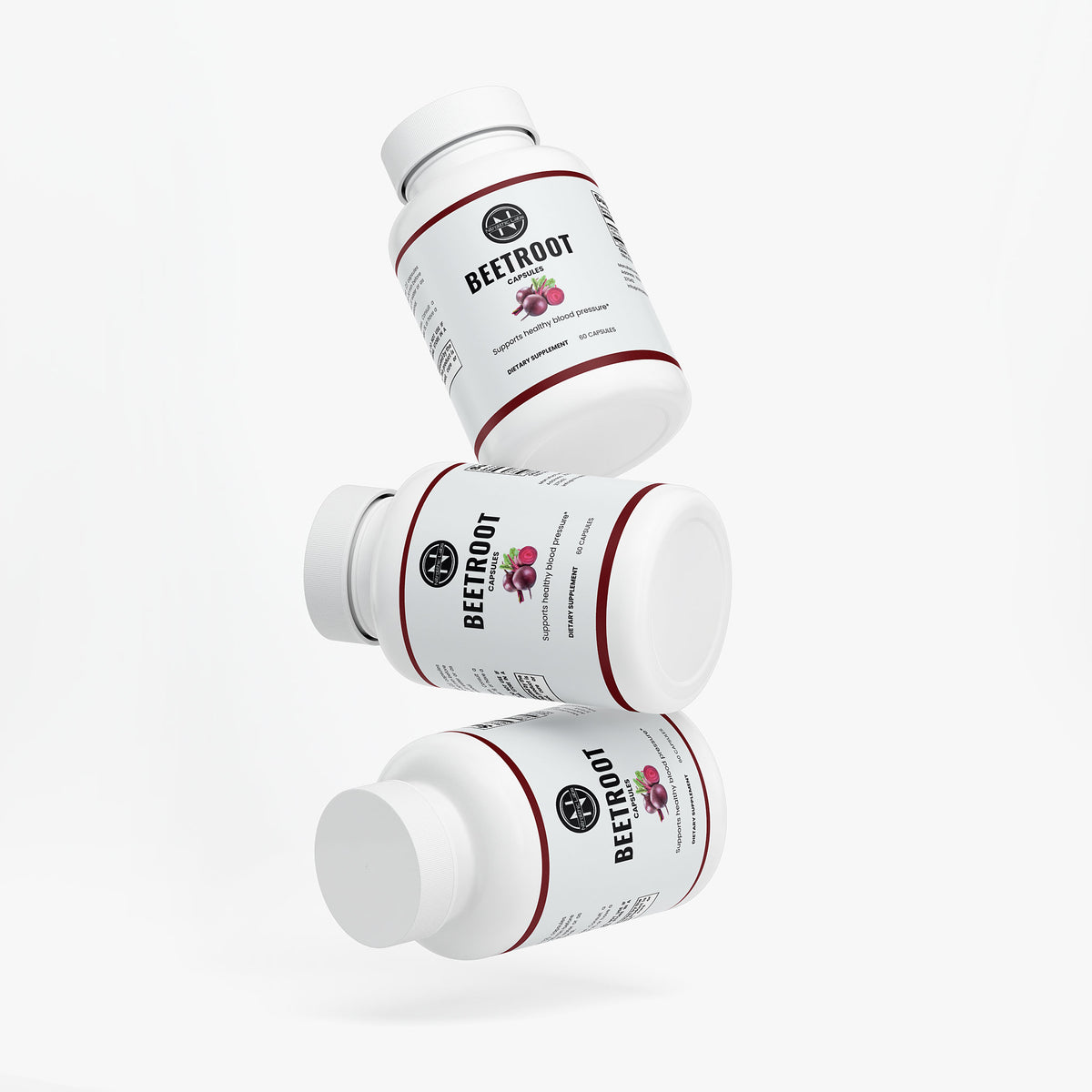 Beet Root Capsules product package arrangement on white background