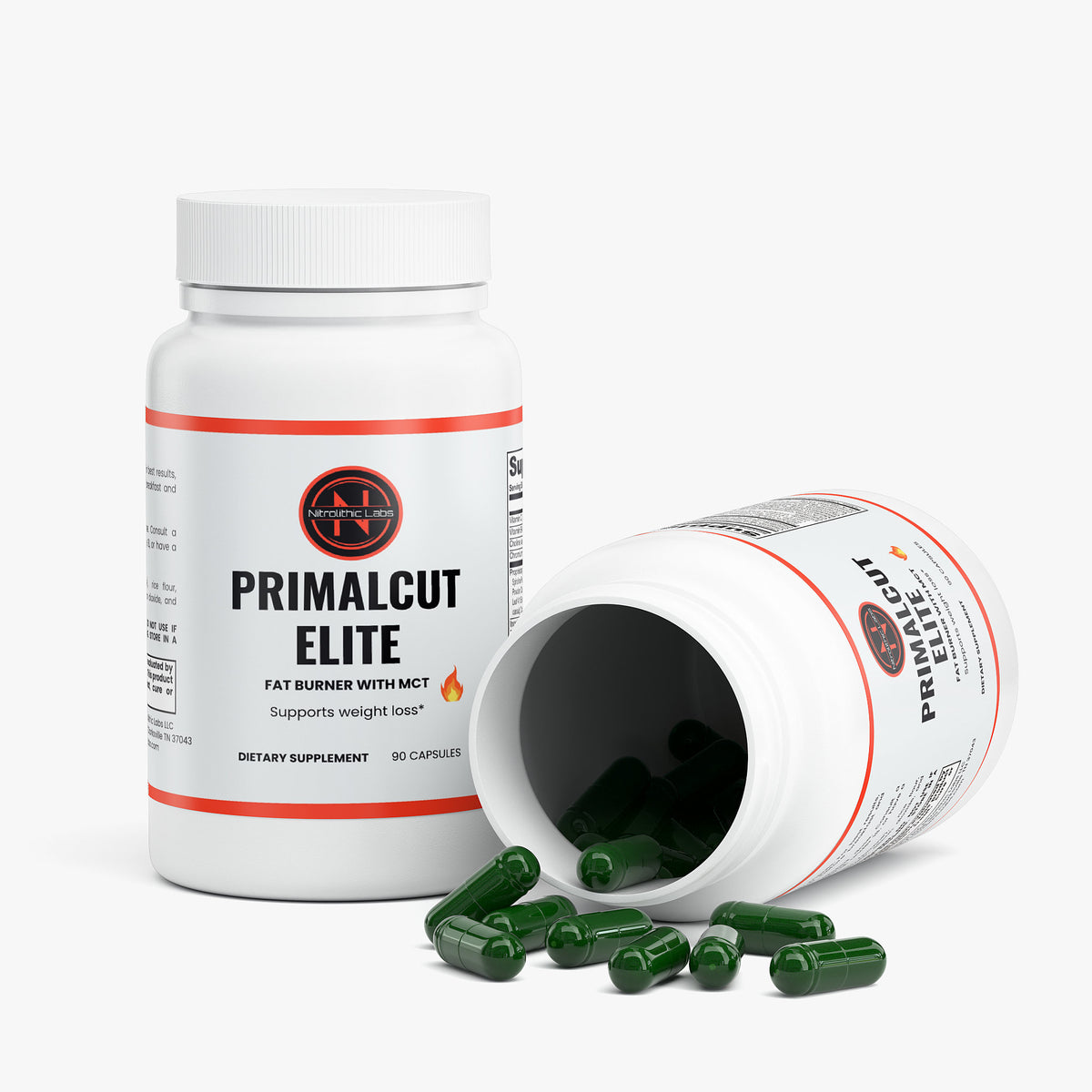 PrimalCut Elite Fat Burner product package with open container and product serving