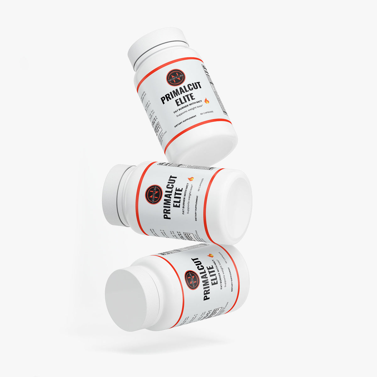 PrimalCut Elite Fat Burner product package arrangement on white background