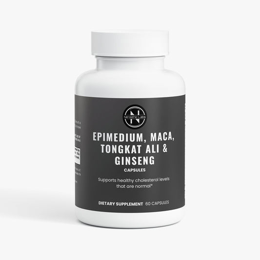 Epimedium, Maca, Tongkat Ali & Ginseng Capsules product package front label