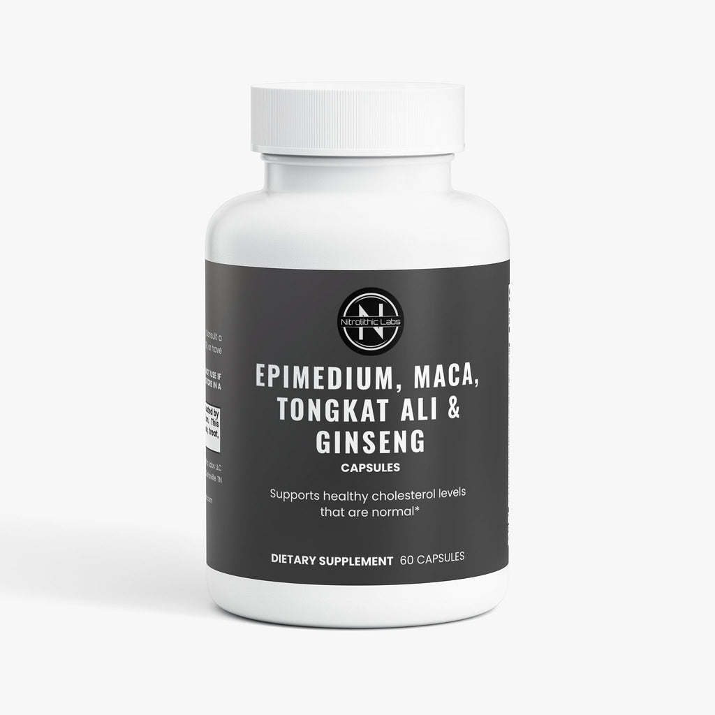 Epimedium, Maca, Tongkat Ali & Ginseng Capsules product package front label