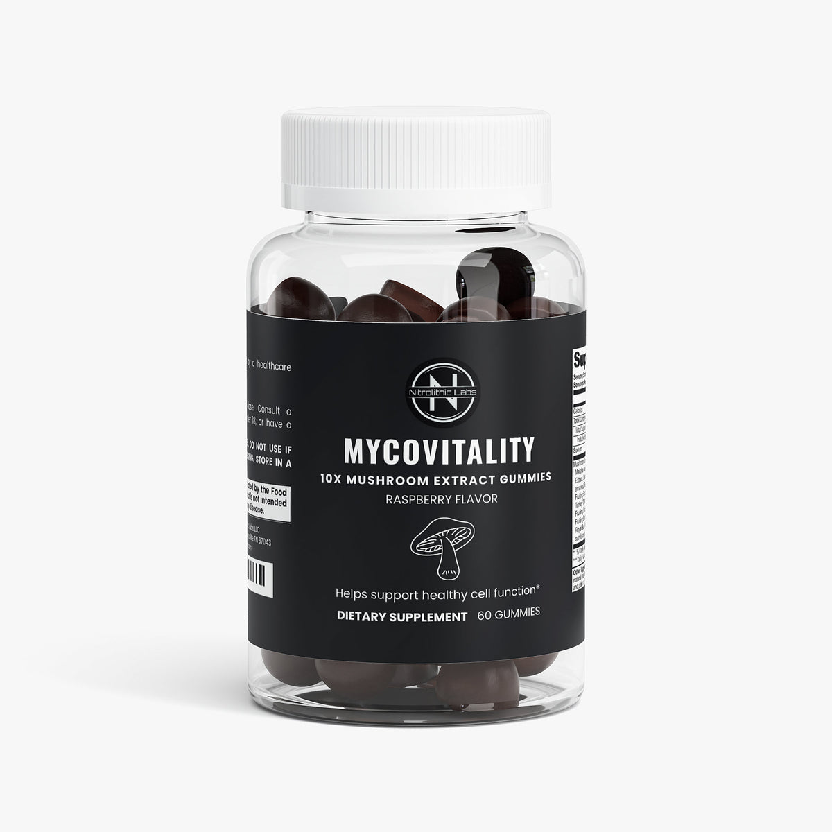 MycoVitality Mind & Body 10X Mushroom Gummies product package front label