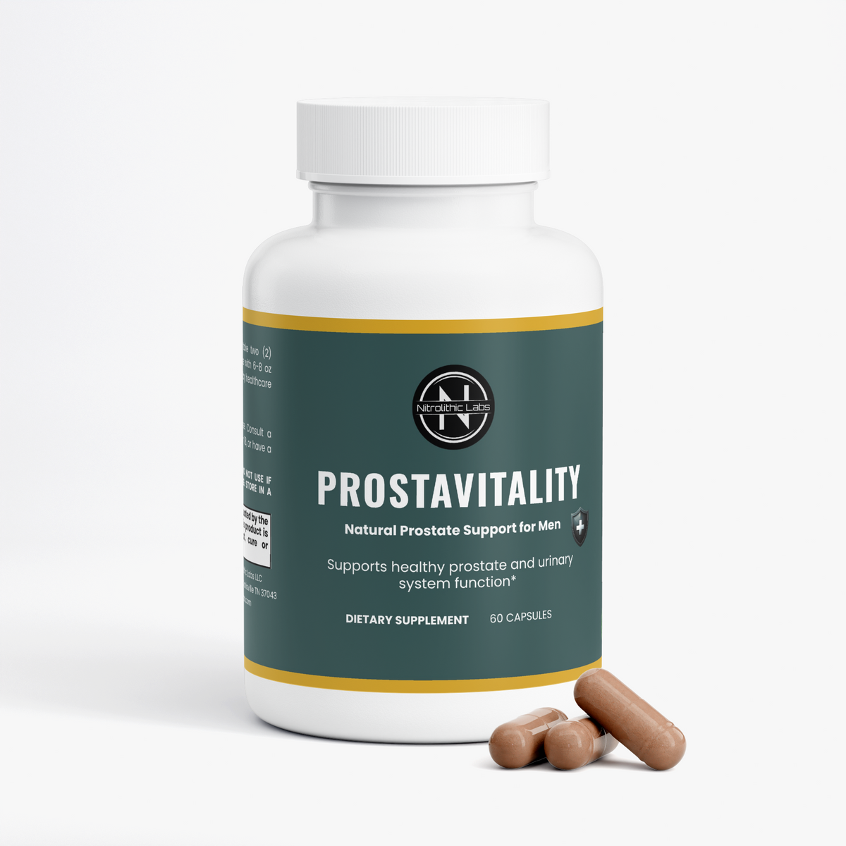 ProstaVitality Premium Prostate Support product package with product serving