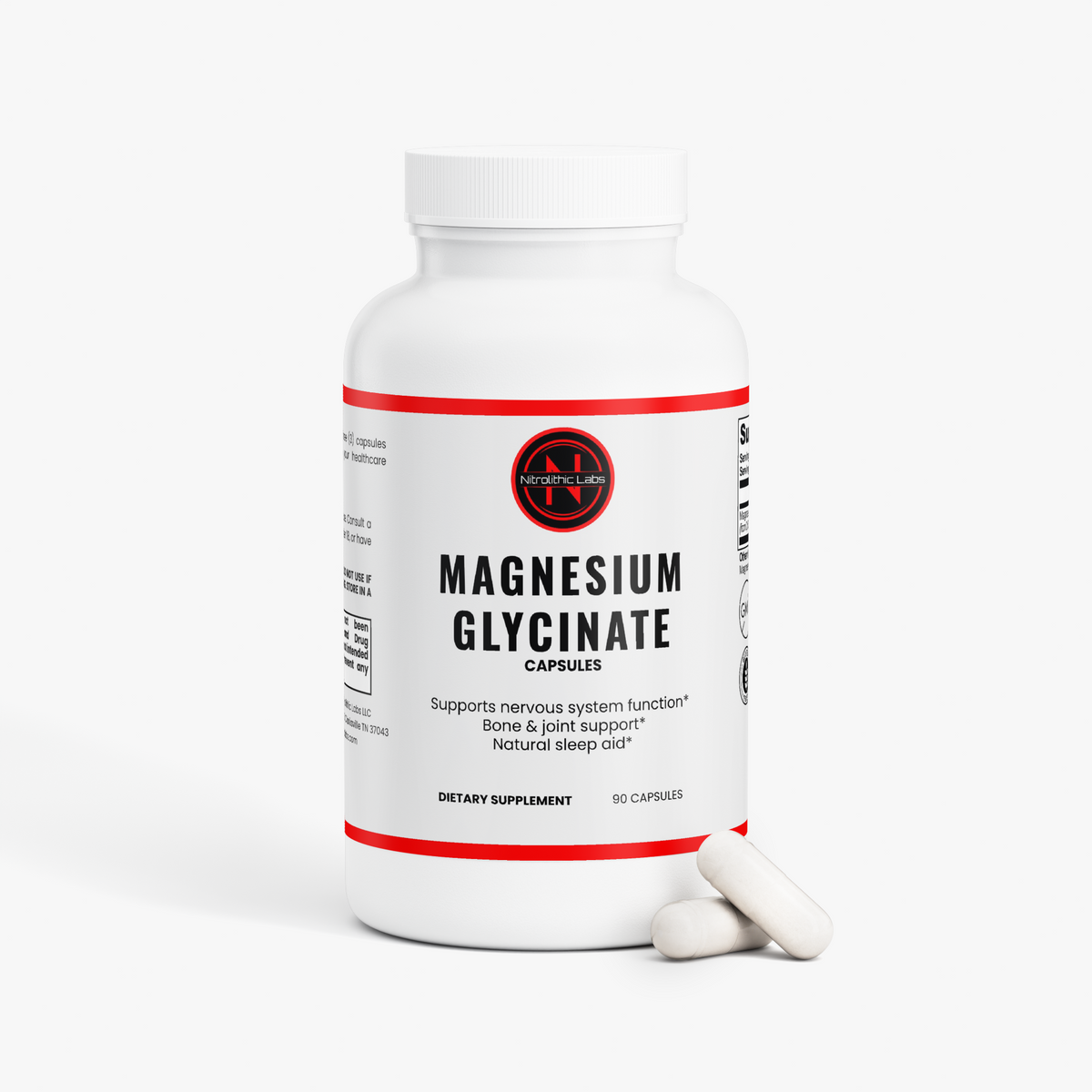 Magnesium Glycinate product package with product serving