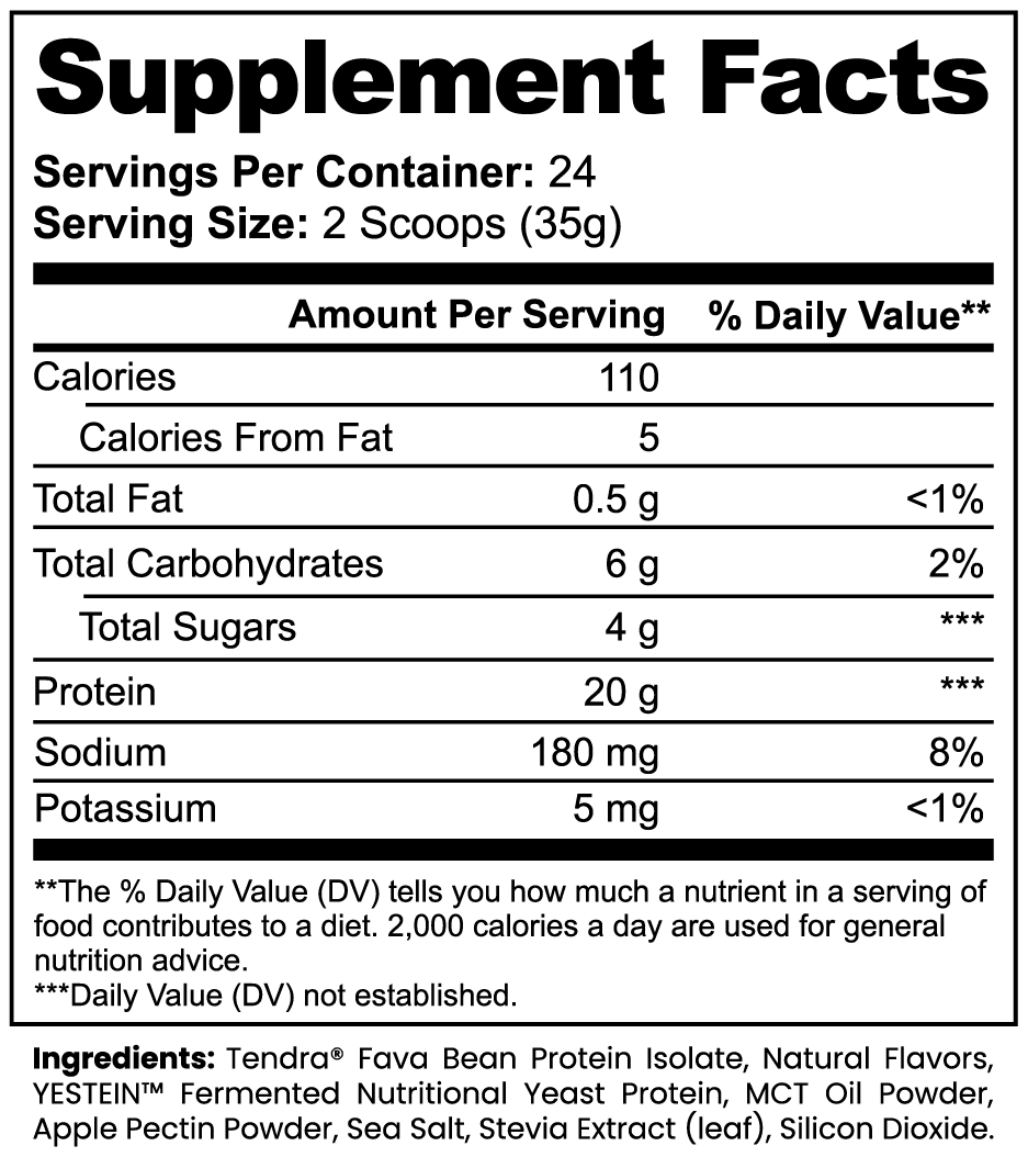 Vegan Plant Protein (Vanilla) Supplement Facts panel
