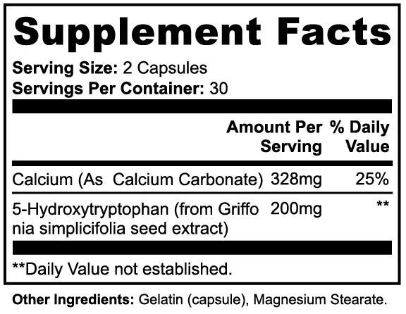 5-HTP Supplement Facts panel