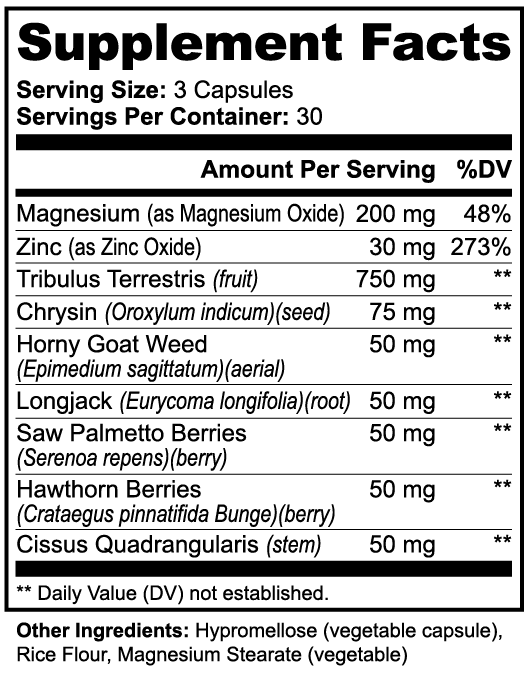 Alpha Energy Supplement Facts panel
