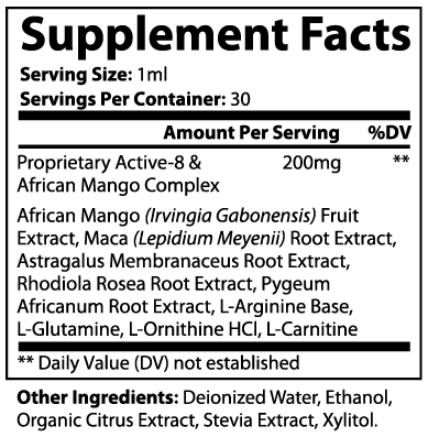FIRE WATER Diet Drops 1 oz Supplement Facts panel